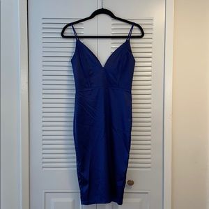 HOLT MIAMI Renata satin dress in navy - size S